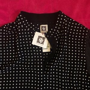 Anne Klein Black Polka Dot Blouse